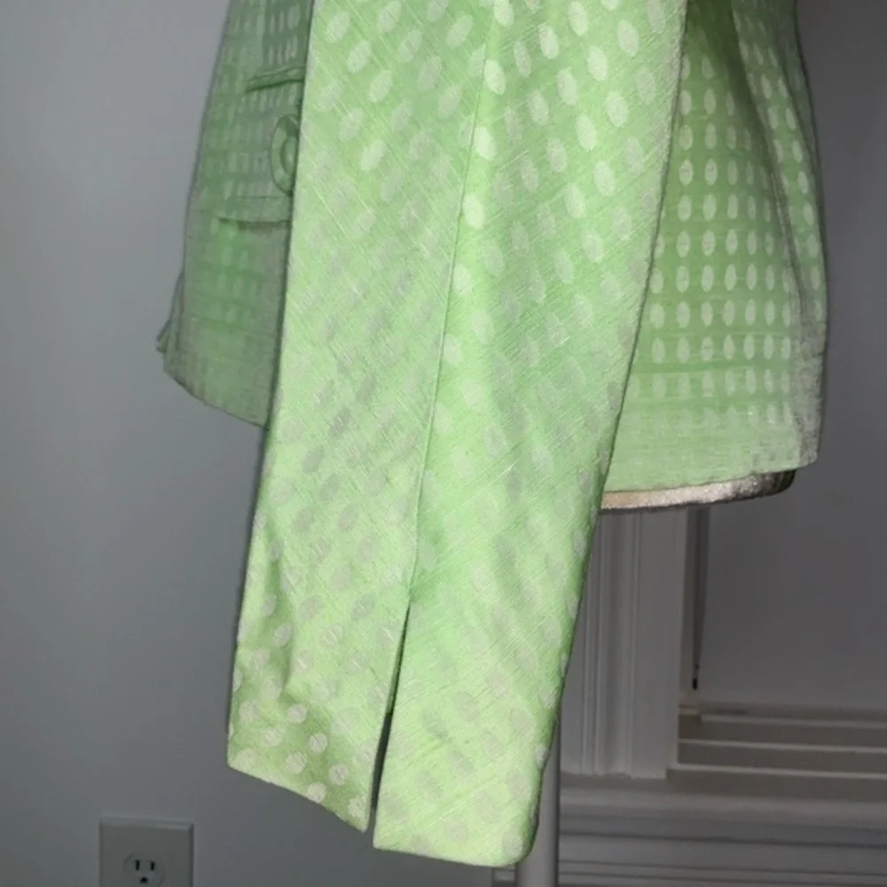 Vintage Christian Dior Zip-Up Long Sleeve Blazer Green and White Sz 8P Designer